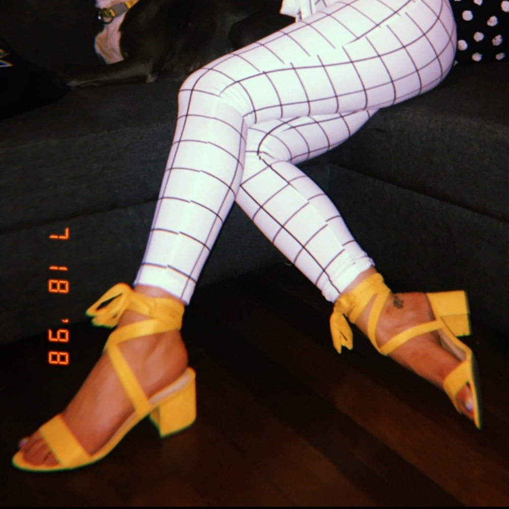 NEW yellow wrap heels size 9